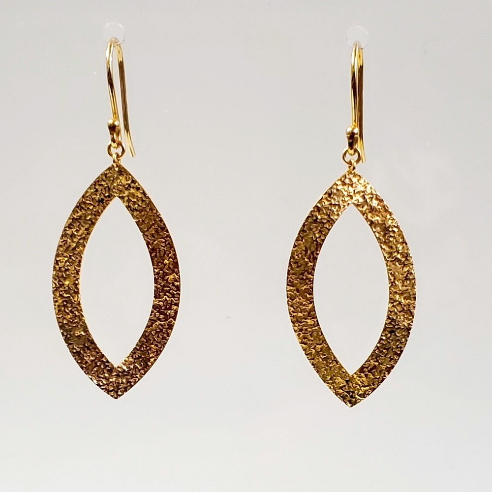 Korean 10k Gold Paper Crinkle Foil Hook Dangle Earrings